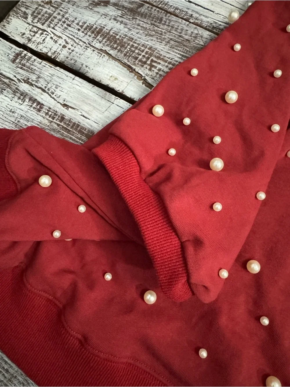 Peach Love California Burgundy Pearl-Embellished Lounge Set